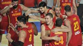 Montenegro celebrando la clasificación para el Eurobasket.
