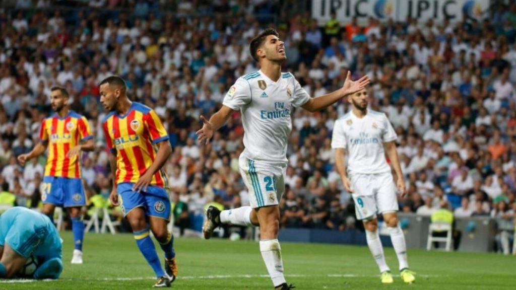 Marco Asensio marca el segundo. Foto: Pedro Rodríguez / El Bernabéu