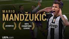 Mandzukic, autor del mejor gol para la UEFA. Foto: Twitter (@ChampionsLeague)