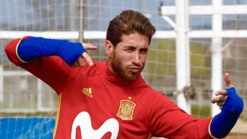 Sergio Ramos en un entrenamiento con la Selección. Foto. Twitter (@SergioRamos)