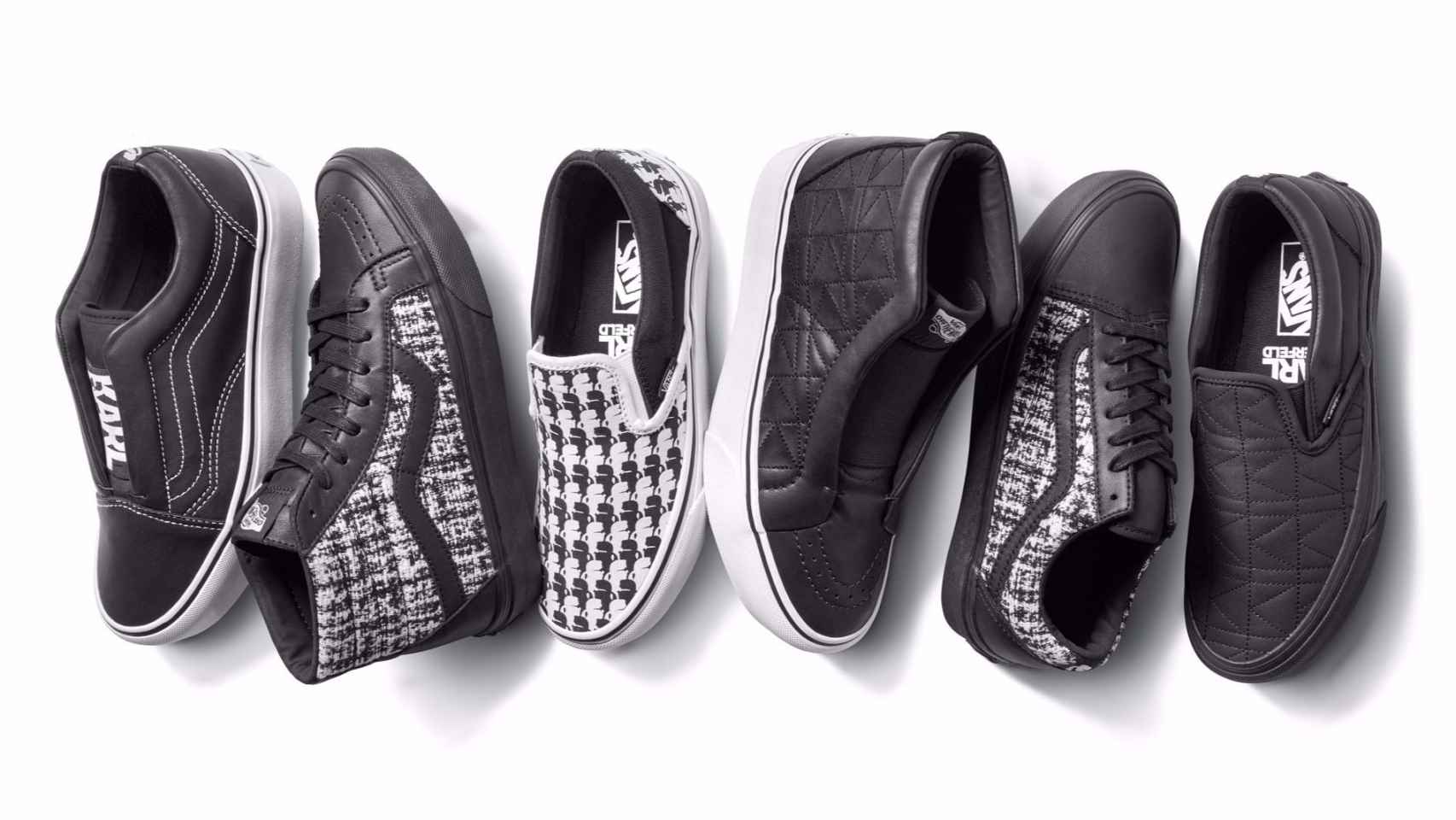 Las zapatillas de Vans y Karl Lagerfeld todas en blanco y negro. | Foto: Vans.