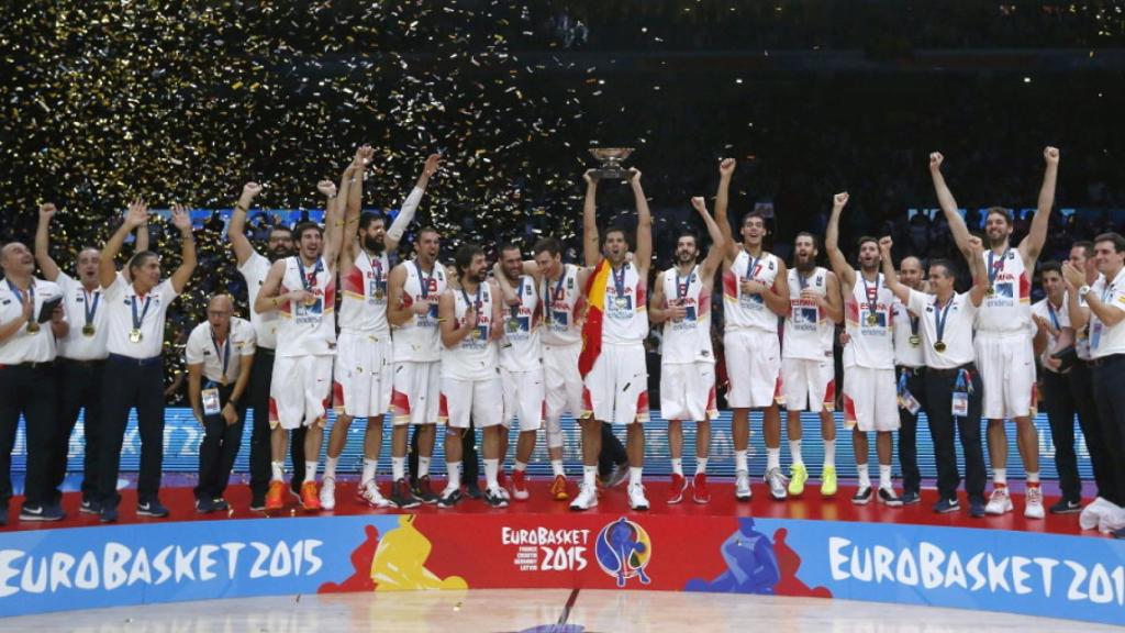 España tras ganar el Eurobasket de 2015.