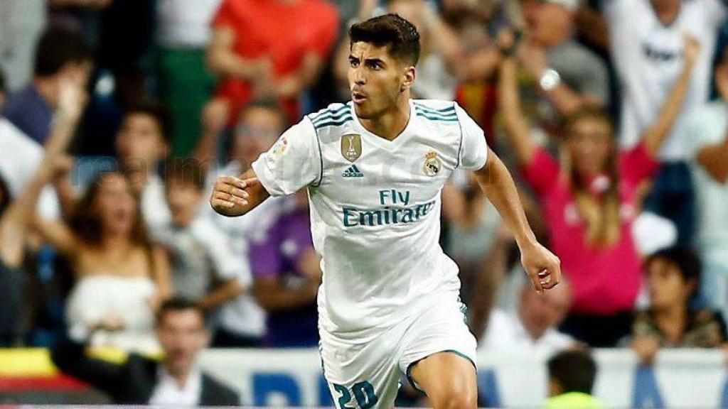 Asensio celebra un gol con el Madrid