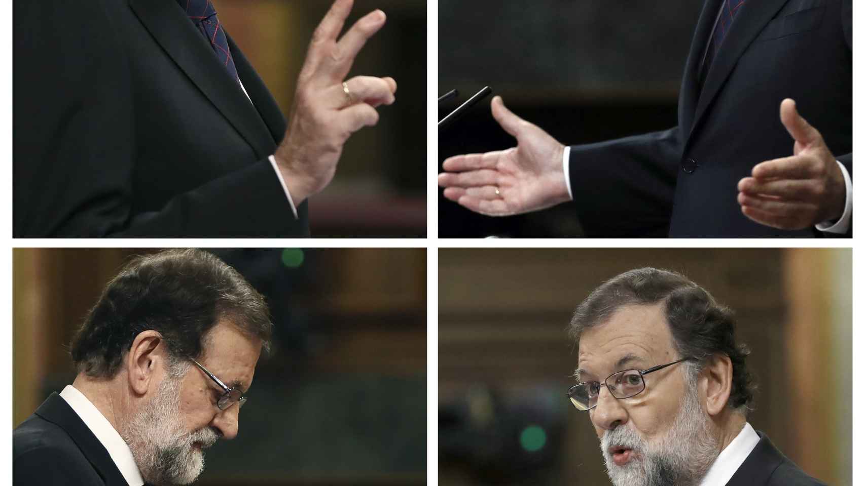 El presidente del Gobierno, Mariano Rajoy, durante su comparecencia en el pleno extraordinario celebrado hoy en el Congreso