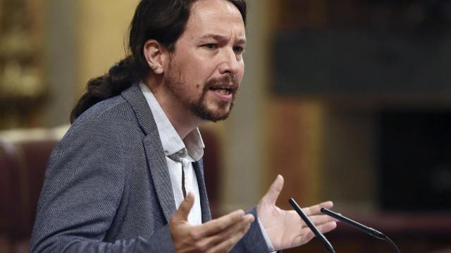 Pablo Iglesias durante la comparecencia en el Congreso de los Diputados de Rajoy por el caso Gürtel.