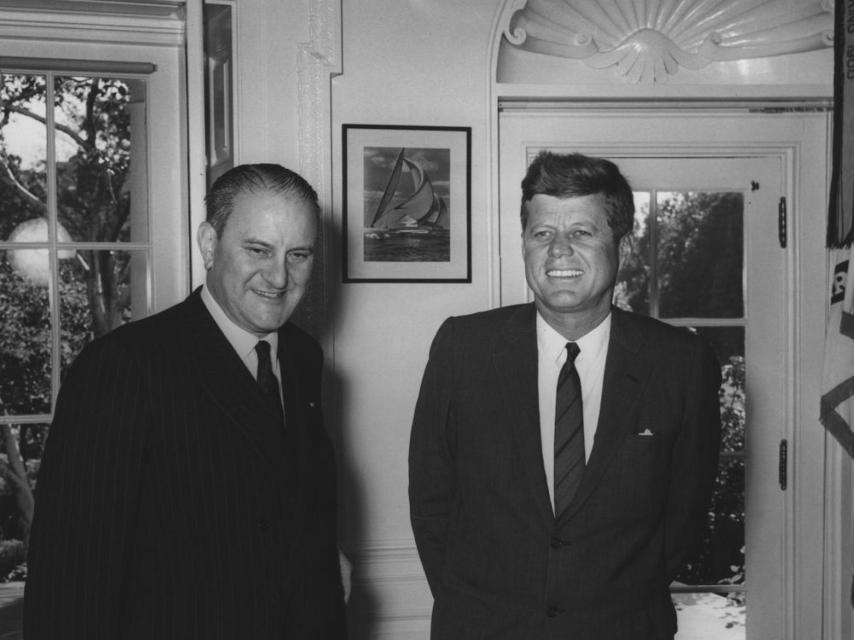 Fernando María Castiella, junto a Kennedy.