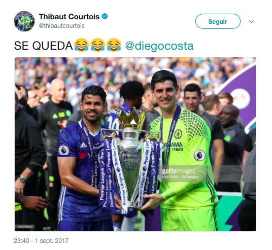 El vacile épico de Courtois al Atleti tras el fracaso con Diego Costa