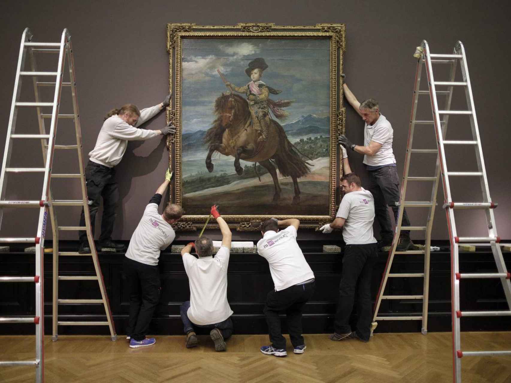 Instalación de El príncipe Baltasar Carlos a caballo, de Velázquez, en Viena.