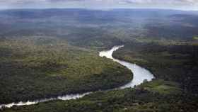 Vista aérea del Amazonas a su paso por la provincia brasileña de Amaná.