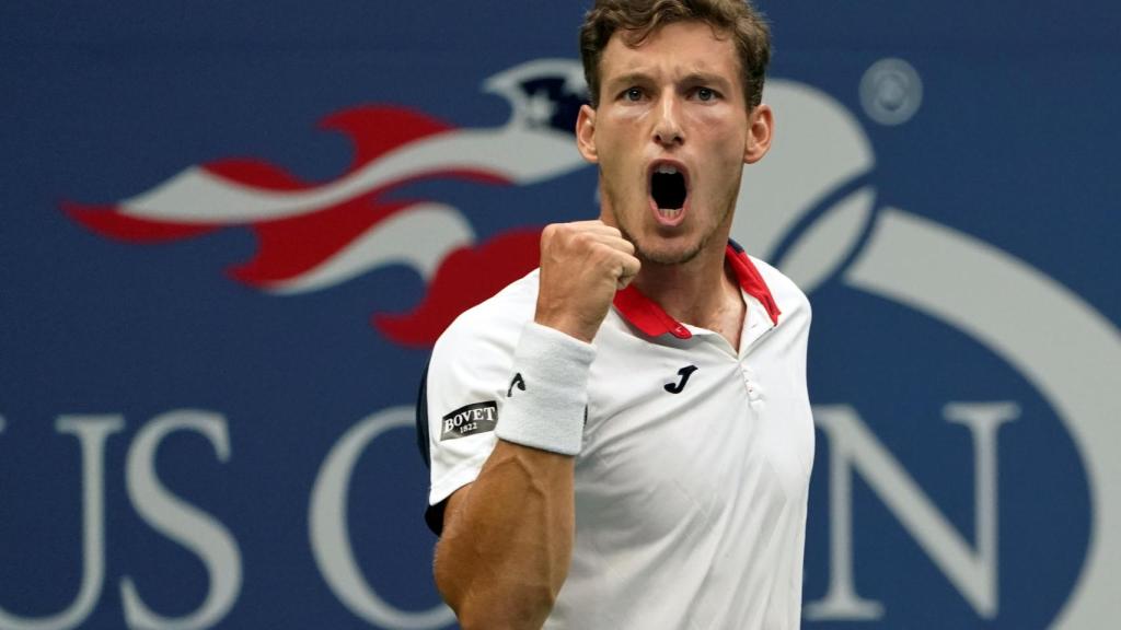 Carreño, celebrando un punto ante Shapovalov.