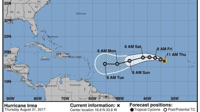 Gráfico cedido por el Centro Nacional de Huracanes.