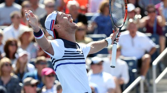 Schwartzman, celebrando una victoria en el US Open.