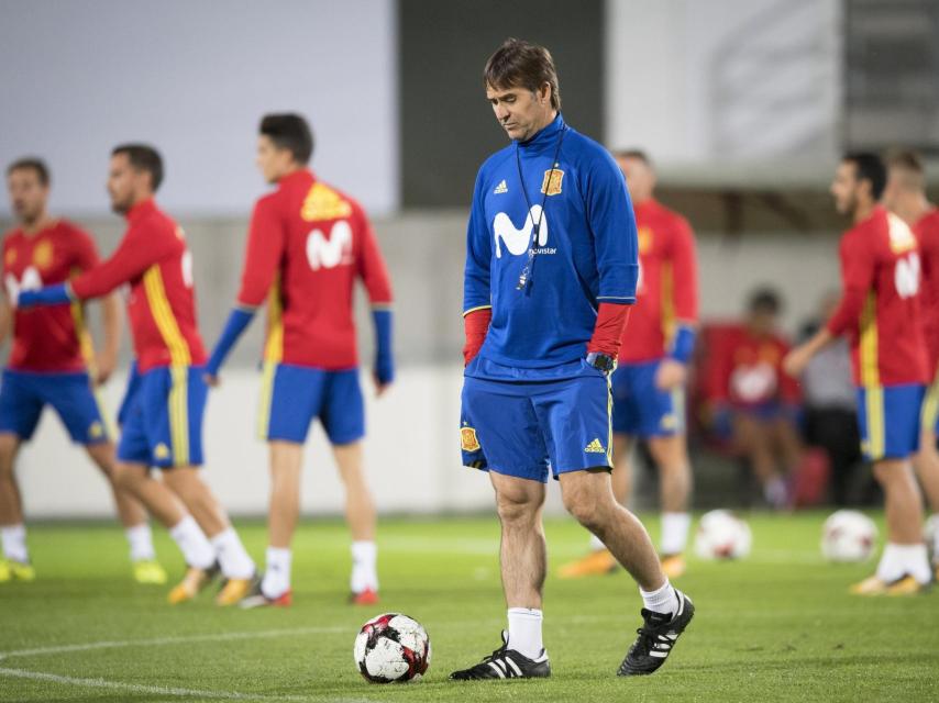 Entrenamiento, este lunes, de la Selección en Liechtenstein.