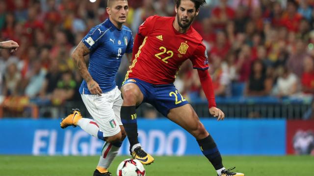 Isco en el último partido de España contra Italia en el Santiago Bernabéu.