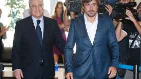 Florentino Pérez y Fernando Alonso juntos este lunes.