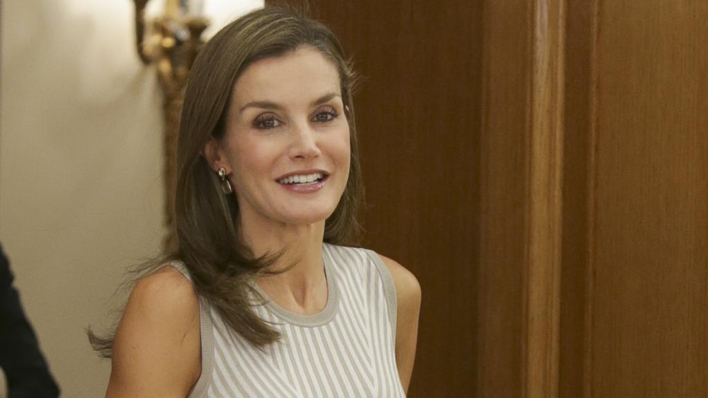 Letizia, muy sonriente en su audiencia de este martes en Zarzuela.