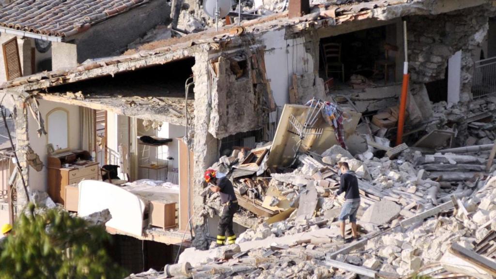 Uno de los edificios tras los terremotos de Norcia en 2016.