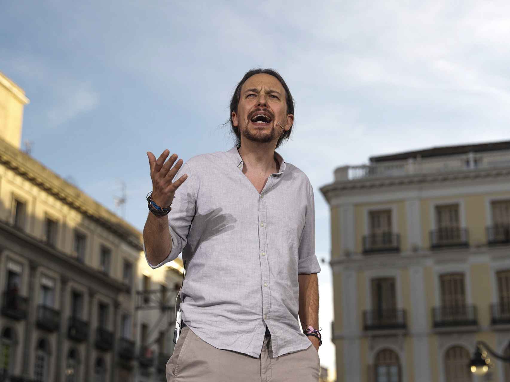 Pablo Iglesias en la Puerta del Sol de Madrid.