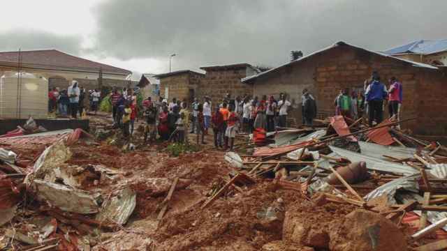 Viviendas destrozadas por las inundaciones cerca de Freetown.