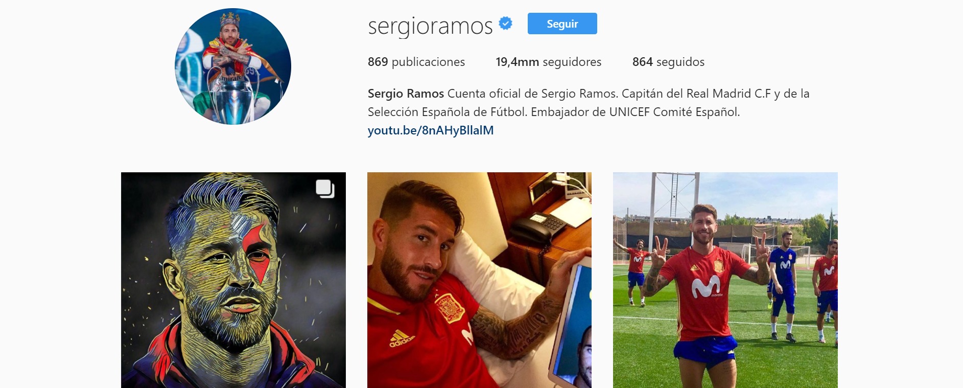 Ramos destrona a Iniesta en Instagram: el español con más seguidores de la red social