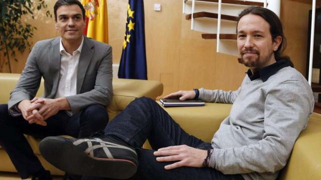 Pedro Sánchez y Pablo Iglesias, en una reunión.