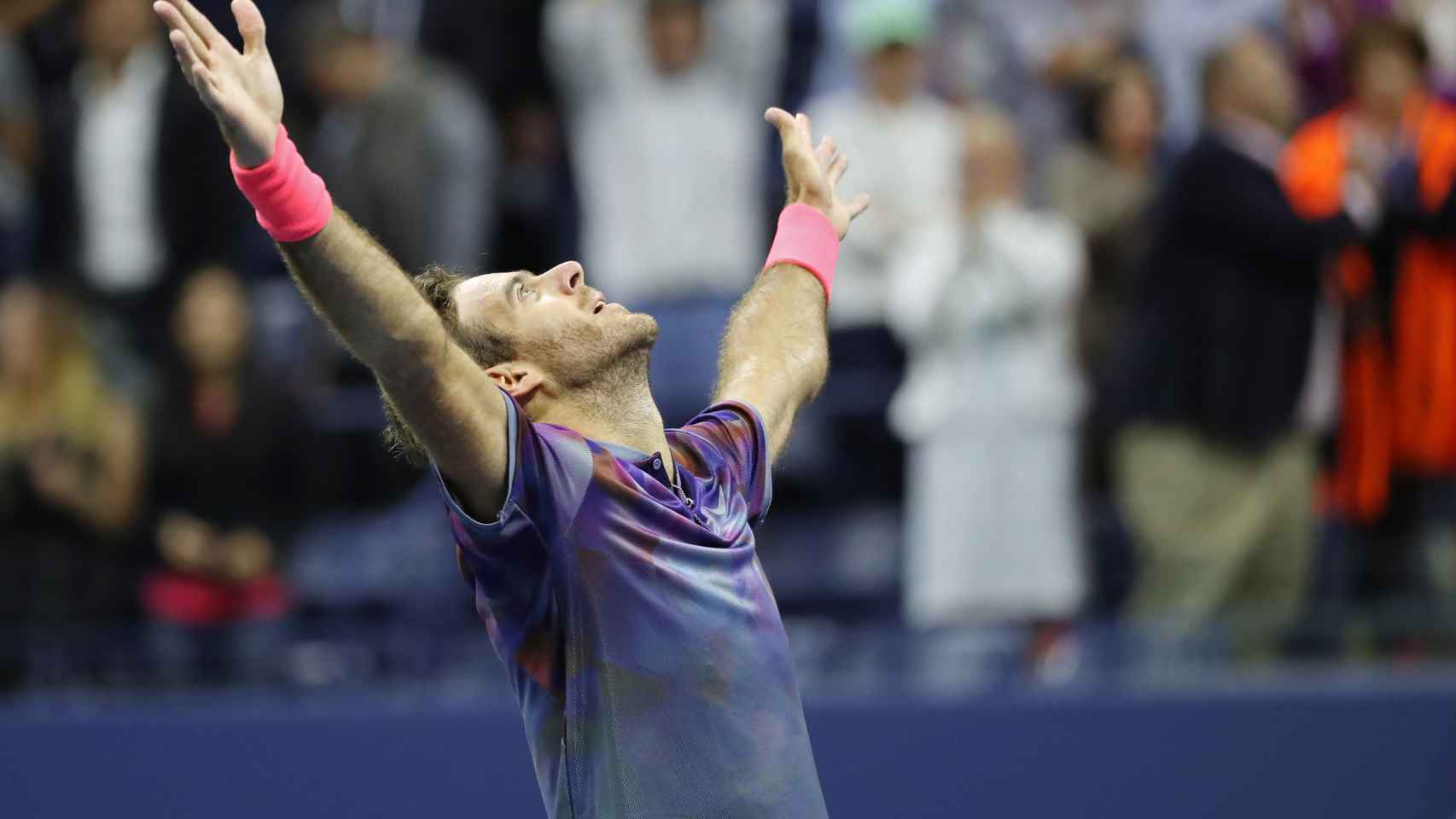 Del Potro, celebrando su triunfo ante Federer.