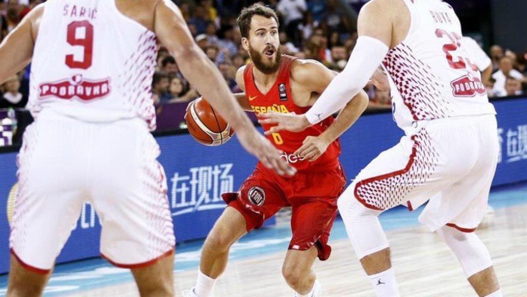 Sergio Rodríguez durante el partido ante Croacia en el Eurobasket. Foto Twitter (@SergioRodriguez)