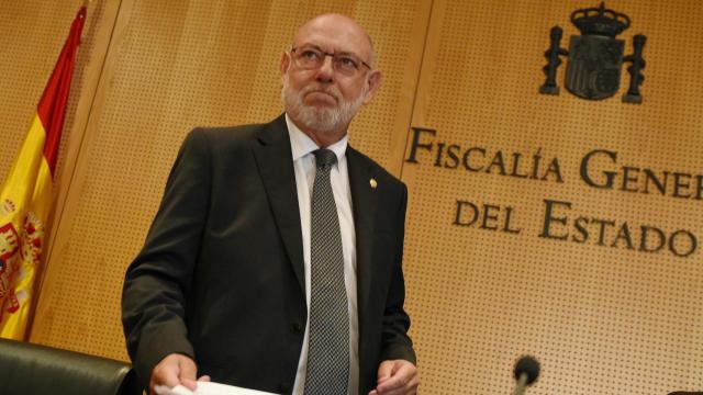 José Manuel Maza en una breve comparecencia sin preguntas en la sede de la Fiscalía General del Estado.