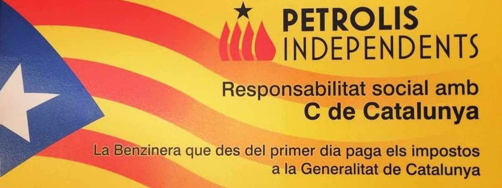 Publicidad del grupo de gasolineras sobre su compromiso con el nuevo Estado catalán.
