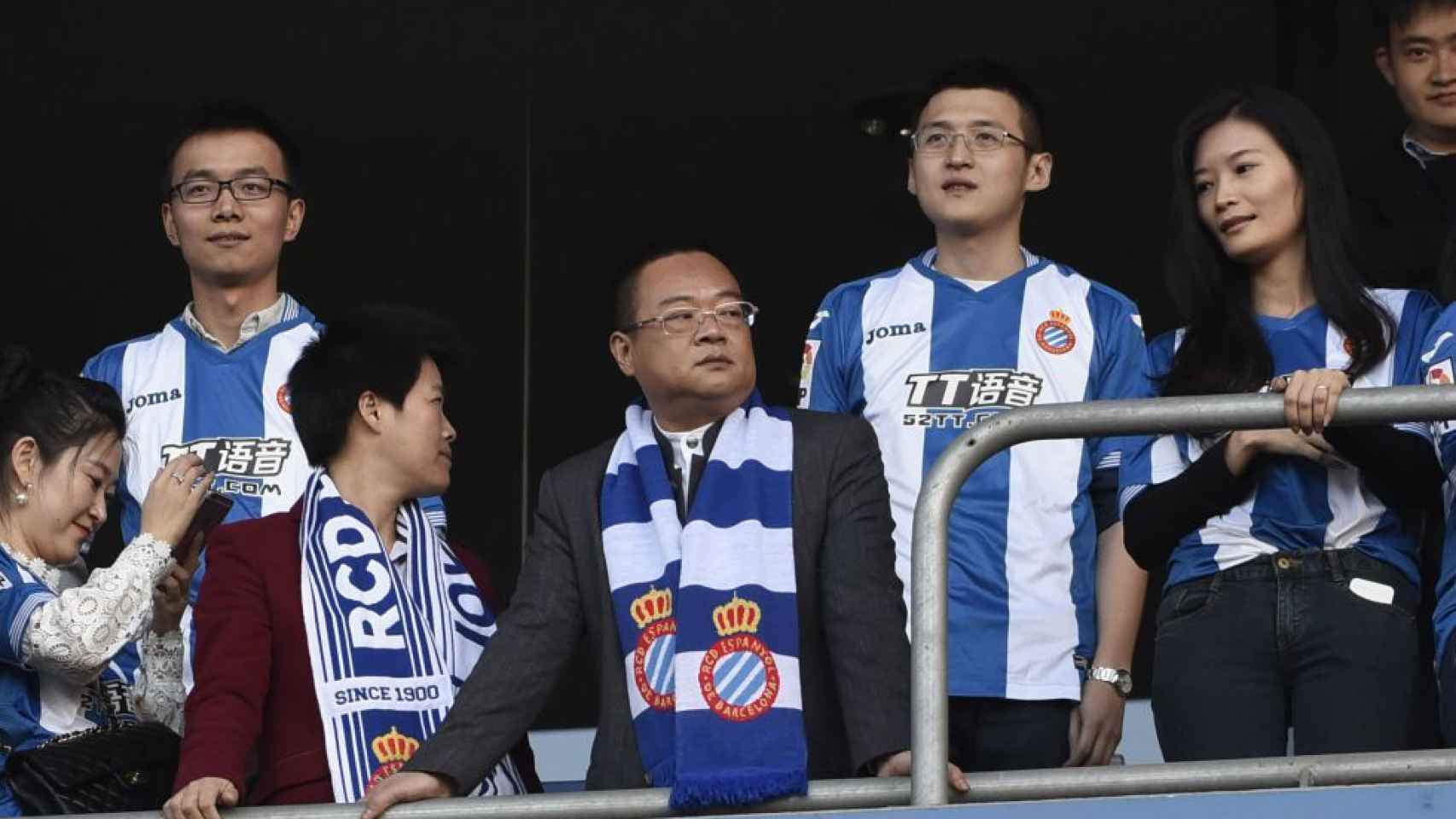 Chen Yansheng, en una visita al campo del RCD Espanyol.