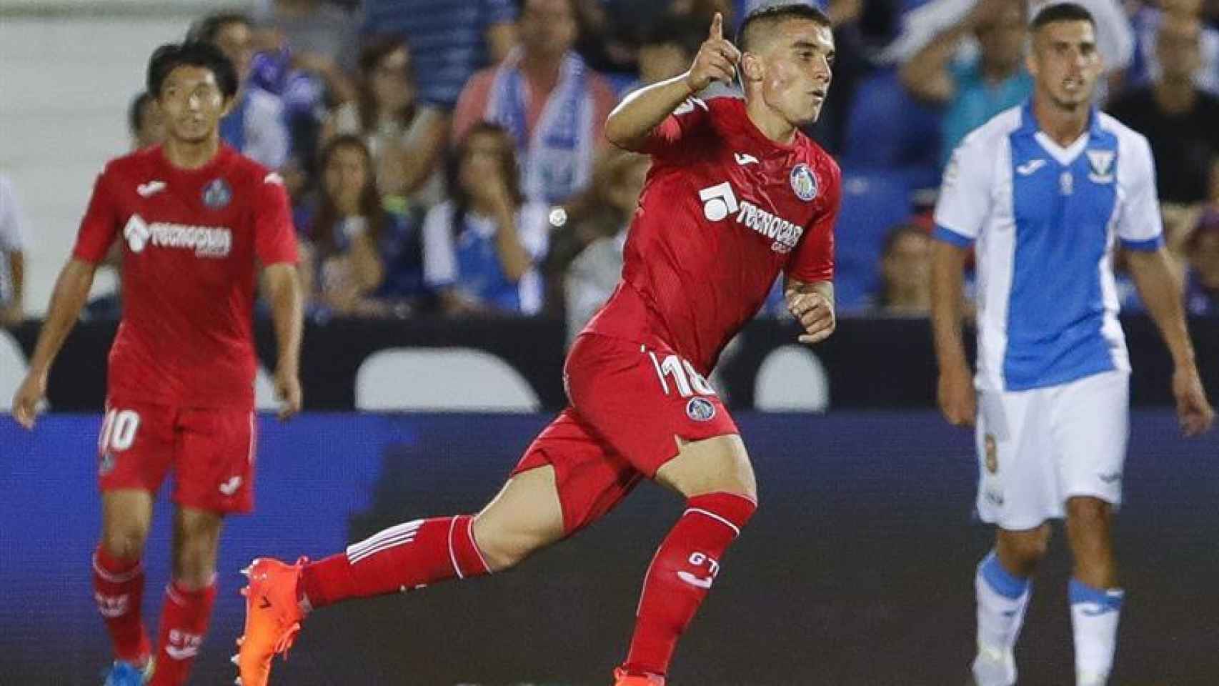 Mauro celebra el gol ante el Leganés.