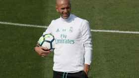 Zidane, durante el entrenamiento de este viernes.