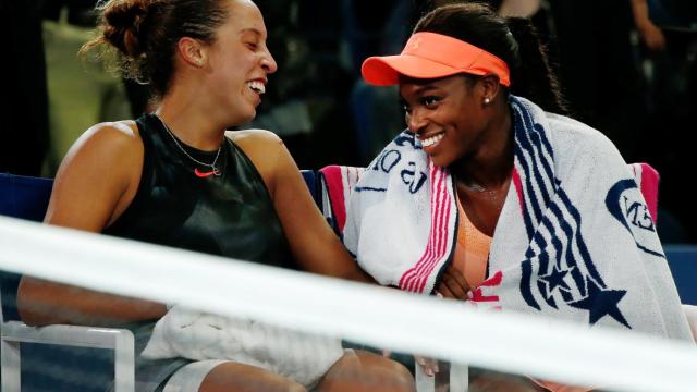 Keys y Stephens, tras la final del Abierto de los Estados Unidos.