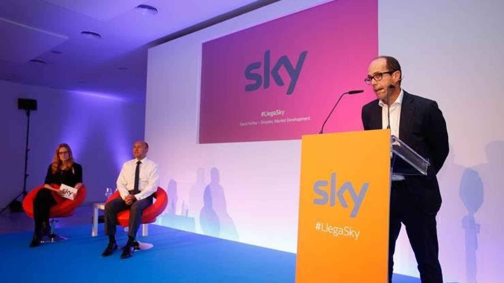 David Núñez, director de Market Development en España, durante la presentación de Sky.