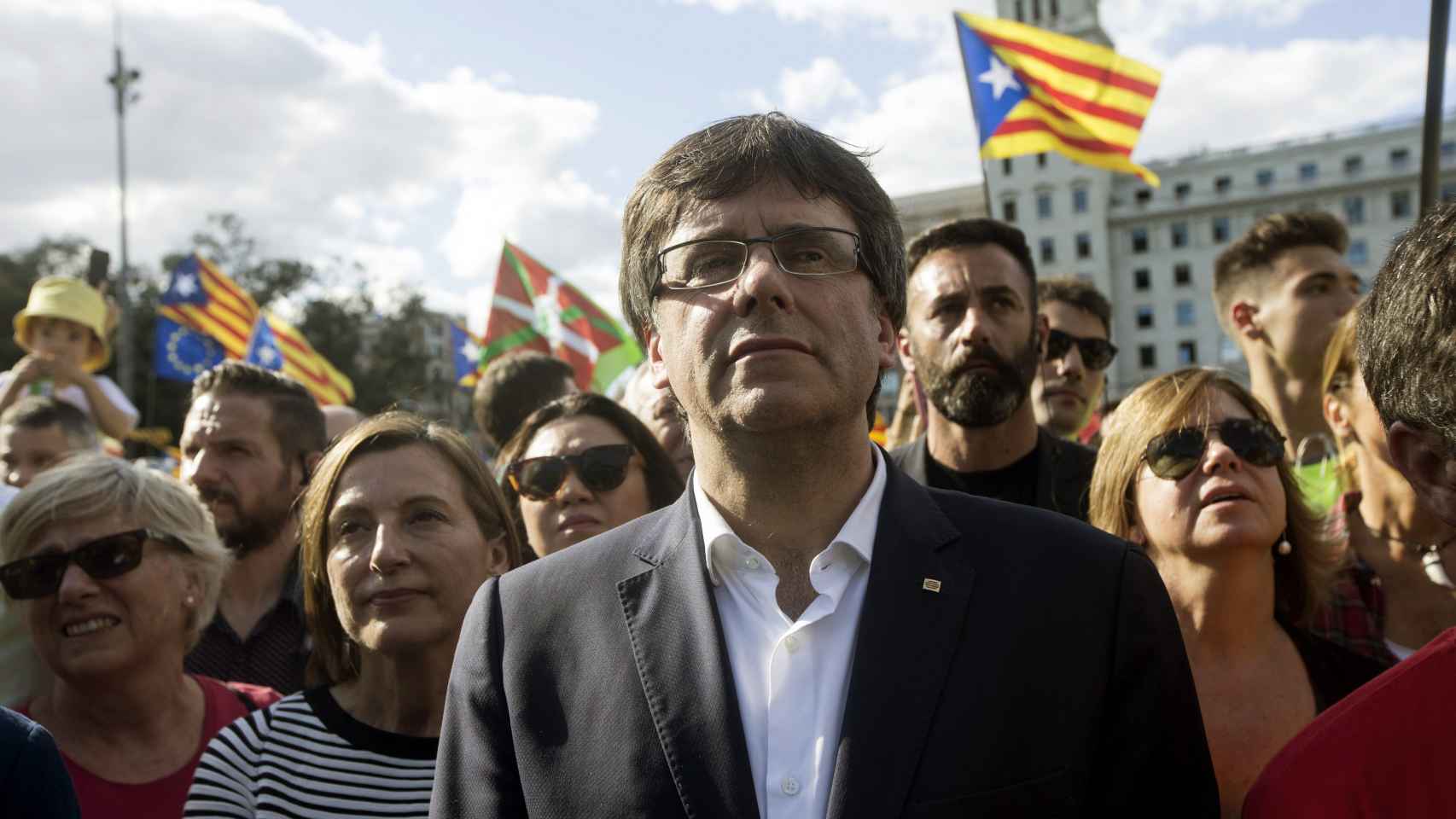 Carles Puigdemont con su nuevo look durante la Diada.