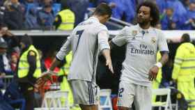 Marcelo y Cristiano celebran un gol Fotógrafo: Manu Laya / El Bernabéu