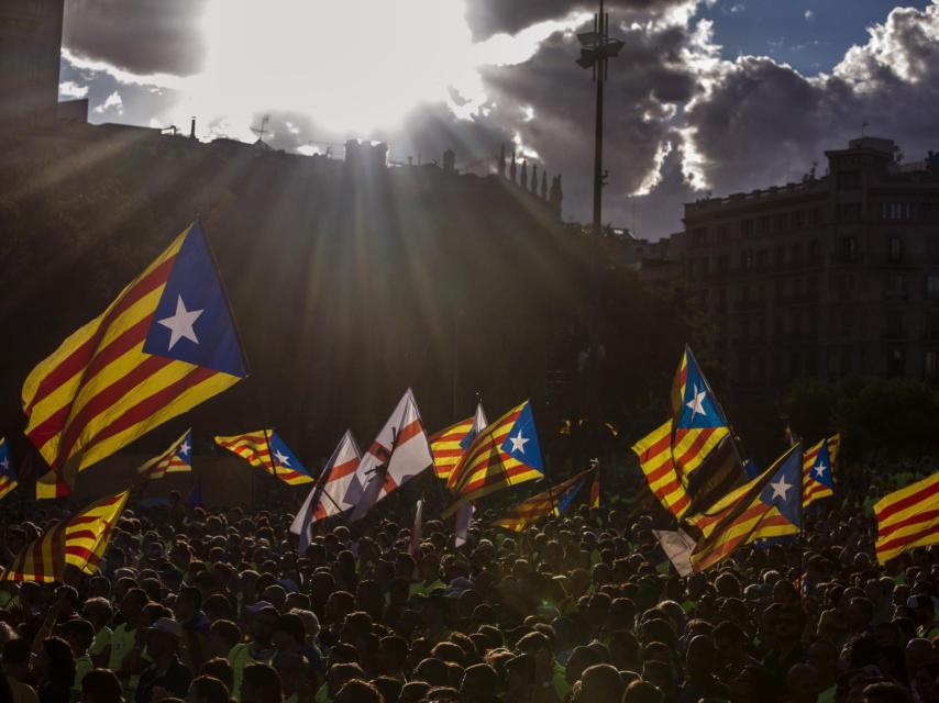 Vista de la Plaza Cataluña durante la manifestación convocada por la ANC.