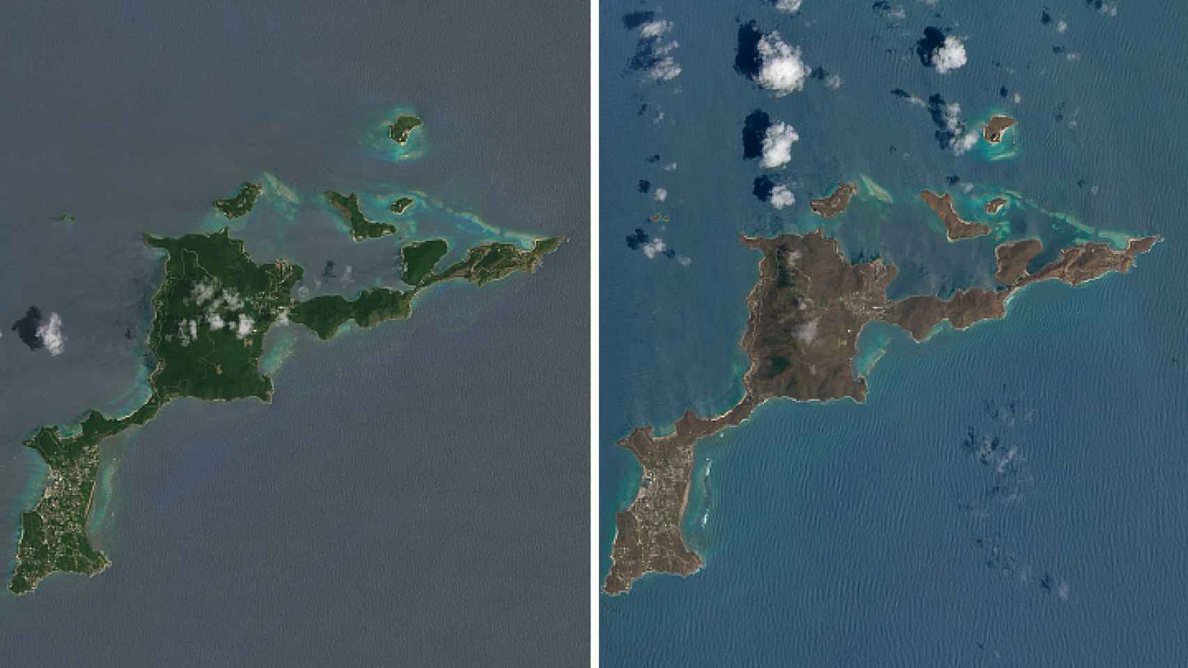 La isla Virgen Gorda, antes y después de Irma.