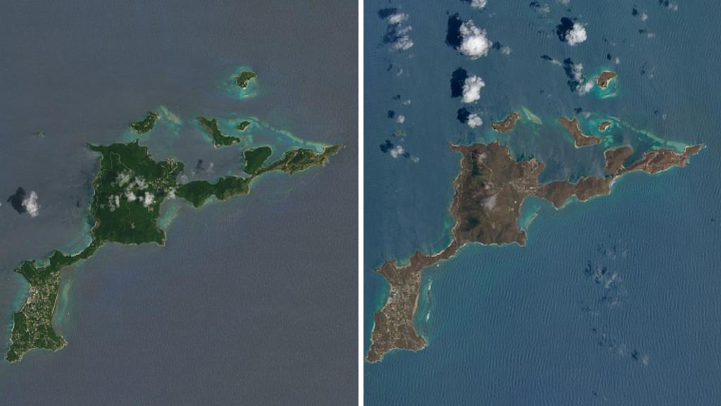 La isla Virgen Gorda, antes y después de Irma.