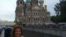 La turista sevillana frente al Palacio del Kremlin moscovita.