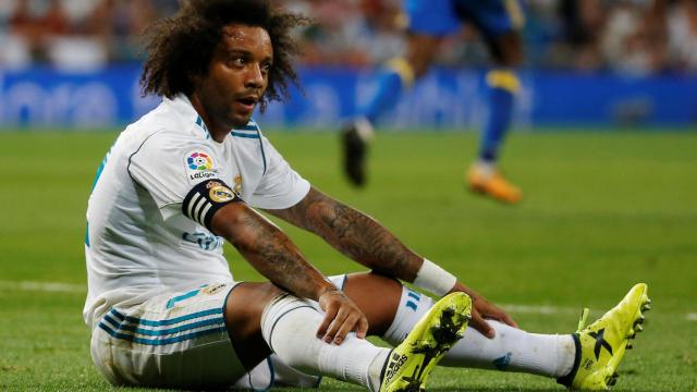 Marcelo en un partido con el Real Madrid esta temporada.