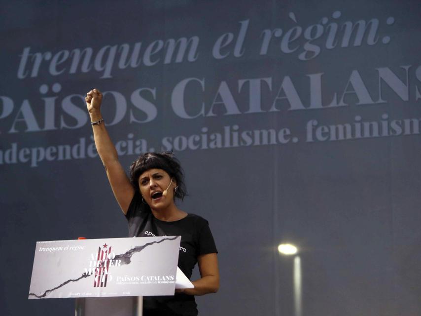 La diputada de la Cup, Anna Gabriel, en un acto de la izquierda independentista en la Diada.