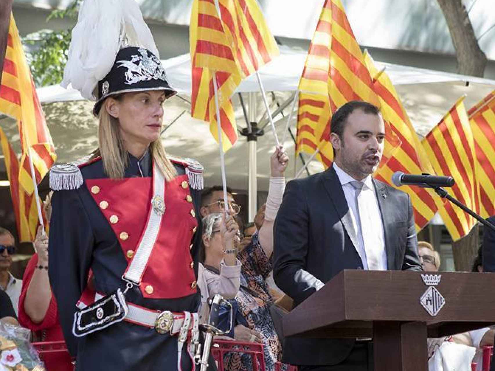 El alcalde de Terrasa, Jordi Ballart, durante los actos de la última Diada