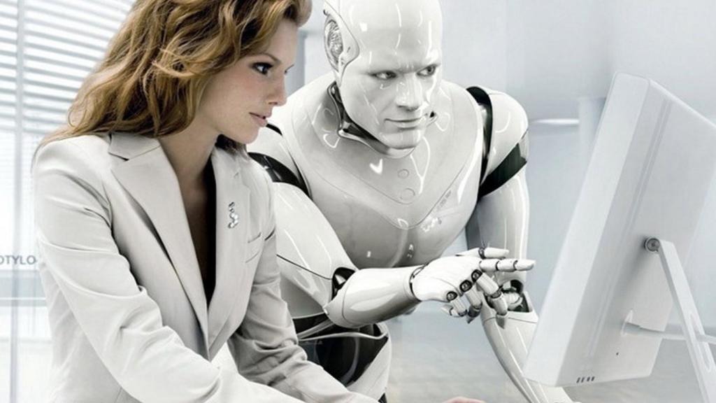 Representación de la Inteligencia artificial  trabajando con una mujer