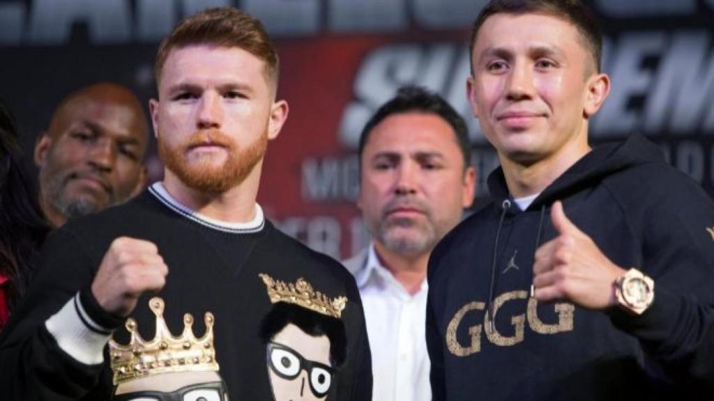 Canelo y Golovkin, en la presentación del combate.