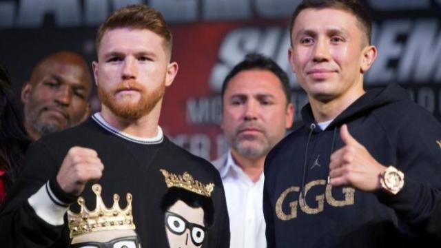 Canelo y Golovkin, en la presentación del combate.