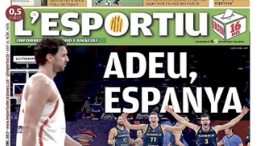 La portada independentista de L'Esportiu. Foto Twitter (@lesportiucat)