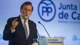 Mariano Rajoy, en Barcelona, donde ha presidido una Junta Directiva del partido catalán.