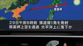Noticiario japonés en el que se muestra la trayectoria del misil.