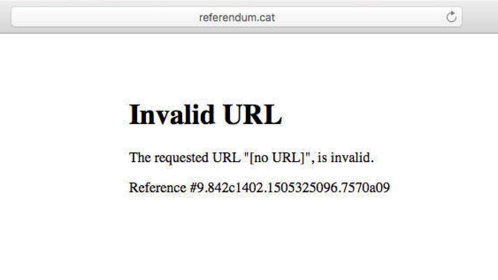 Captura de pantalla del error al intentar cargar la web del referéndum.